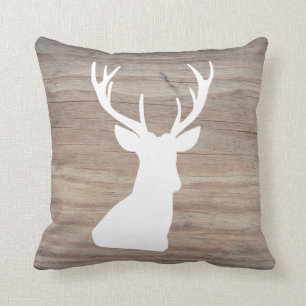 Rustic Deer Head Silhouette Wood Kussen