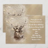 Rustic Deer Head Winter Wedding Invitations Kaart (Voorkant / Achterkant)