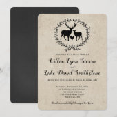 Rustic Deer Heart Wreath Kraft Wedding Kaart (Voorkant / Achterkant)