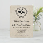 Rustic Deer Heart Wreath Kraft Wedding Kaart (Staand voorkant)