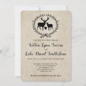 Rustic Deer Heart Wreath Kraft Wedding Kaart (Voorkant)