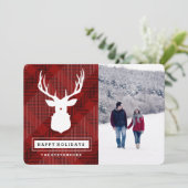 RUSTIC DEER | HOLIDAIRE FOTO-KAART PLAID FEESTDAGENKAART (Staand voorkant)