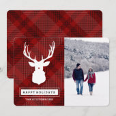 RUSTIC DEER | HOLIDAIRE FOTO-KAART PLAID FEESTDAGENKAART (Voorkant / Achterkant)