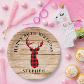 Rustic Deer Hunter Theme 40th Birthday Party Papieren Bordje (Feest)