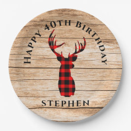 Rustic Deer Hunter Theme 40th Birthday Party Papieren Bordje