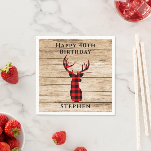 Rustic Deer Hunter Theme 40th Birthday Party Servet (Insitu)