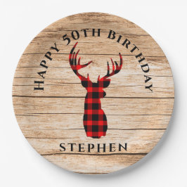 Rustic Deer Hunter Theme 50th Birthday Party Papieren Bordje