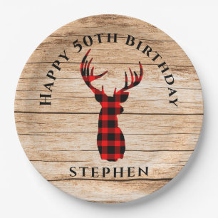 Rustic Deer Hunter Theme 50th Birthday Party Papieren Bordje