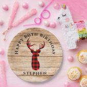 Rustic Deer Hunter Theme 60th Birthday Party Papieren Bordje (Feest)