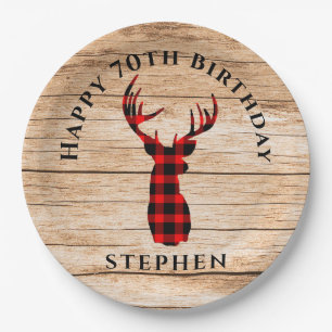 Rustic Deer Hunter Theme 70th Birthday Party Papieren Bordje