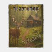 Rustic Deer Hunting Cabin Forest Signature Name Fleece Deken (Voorkant)