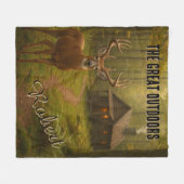 Rustic Deer Hunting Cabin Forest Signature Name Fleece Deken (Voorkant (Horizontaal))