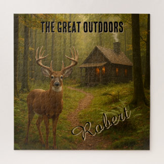 Rustic Deer Hunting Cabin Forest Signature Name Legpuzzel
