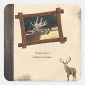Rustic Deer Hunting Journal  Scrapbook Vierkante Sticker (Voorkant)