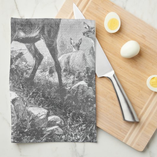 Rustic Deer in het hooggebergte Theedoek (Quarter Fold)