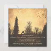 Rustic Deer in Trees Country Wedding Invitations Kaart (Voorkant)