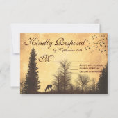 Rustic Deer in Trees Country Wedding RSVP-kaarten RSVP Kaartje (Voorkant)