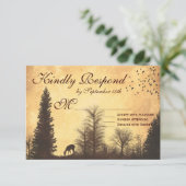 Rustic Deer in Trees Country Wedding RSVP-kaarten RSVP Kaartje (Staand voorkant)