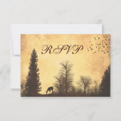 Rustic Deer in Trees Country Wedding RSVP-kaarten RSVP Kaartje (Achterkant)