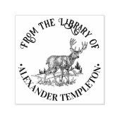 Rustic Deer in Wild Round Library Boeknaam Zelfinktende Stempel (Design)