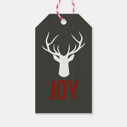 Rustic Deer Joy Holiday Gift Label Cadeaulabel (Voorkant)
