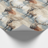 Rustic Deer Kerstmis Cadeaupapier (Hoek)