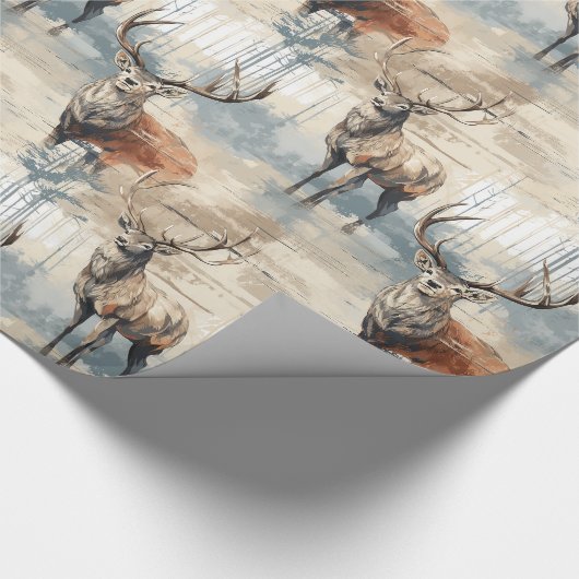 Rustic Deer Kerstmis Cadeaupapier (Hoek)