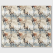 Rustic Deer Kerstmis Cadeaupapier (Vlak)