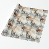 Rustic Deer Kerstmis Cadeaupapier (Uitgerold)