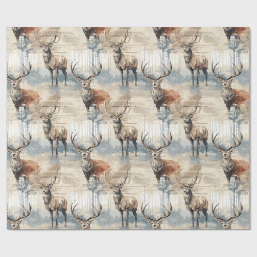 Rustic Deer Kerstmis Cadeaupapier (Vlak)