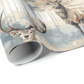 Rustic Deer Kerstmis Cadeaupapier (Rol Hoek)