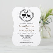 Rustic Deer Kraft Wedding Kaart (Staand voorkant)