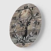 Rustic Deer Laurel verlaat oude Wooden Boards Grote Klok (Hoek)