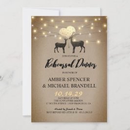 Rustic Deer Love Woodland Rehearsal Dinner Kaart