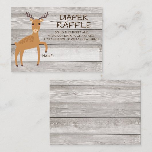 Rustic Deer Luier Raffle Ticket Informatiekaartje (Voorkant / Achterkant)