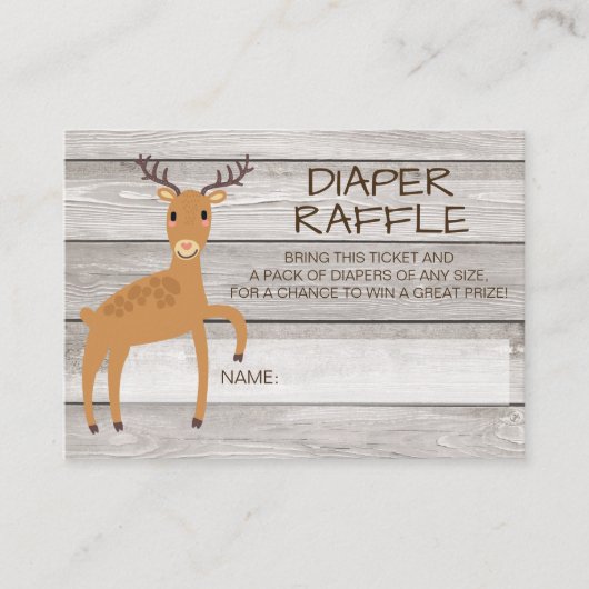 Rustic Deer Luier Raffle Ticket Informatiekaartje (Voorkant)