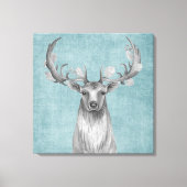 Rustic Deer over Denim Canvas Afdruk (Voorkant)