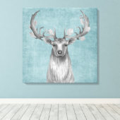 Rustic Deer over Denim Canvas Afdruk (Insitu (Houten vloer))