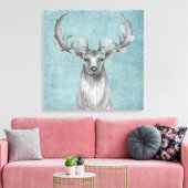 Rustic Deer over Denim Canvas Afdruk (Insitu (Woonkamer))