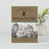 Rustic Deer Photo Christmas Card Feestdagenkaart (Staand voorkant)
