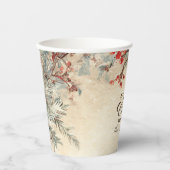 Rustic Deer Pine Berry Kerstfeest Papieren Bekers (Voorkant)