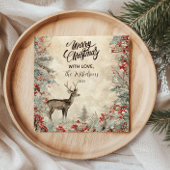 Rustic Deer Pine Berry Kerstfeest Servet