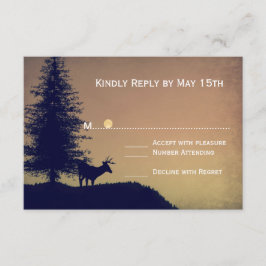 Rustic Deer Pine Tree Country Weddenschap RSVP-kaa RSVP Kaartje