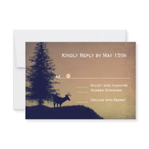 Rustic Deer Pine Tree Country Weddenschap RSVP-kaa