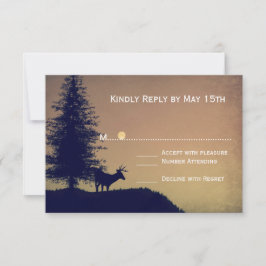 Rustic Deer Pine Tree Country Weddenschap RSVP-kaa RSVP Kaartje