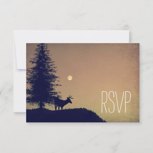 Rustic Deer Pine Tree Country Weddenschap RSVP-kaa RSVP Kaartje (Achterkant)