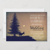 Rustic Deer Pine Tree Country Wedding Invitations Kaart (Voorkant)