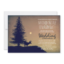 Rustic Deer Pine Tree Country Wedding Invitations
