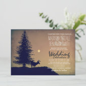 Rustic Deer Pine Tree Country Wedding Invitations Kaart (Staand voorkant)