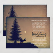 Rustic Deer Pine Tree Country Wedding Invitations Kaart (Voorkant / Achterkant)